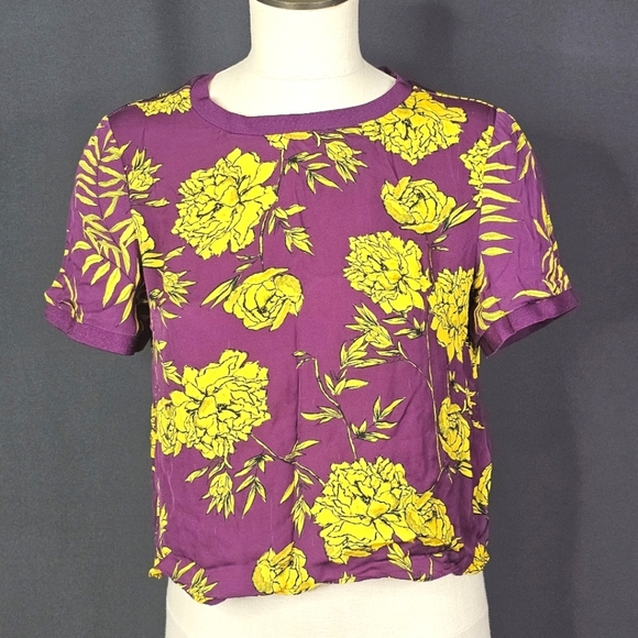 ALICE + OLIVIA Piera Floral-Print Crepe De Chine Top - Picture 1 of 6